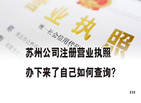 苏州公司注册营业执照办下来了自己如何查询？